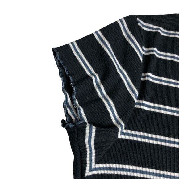 Champion Top Womens L Black Striped Stretch Knit Preppy Retro Baby Tee Y2K 90s - Picture 4 of 12